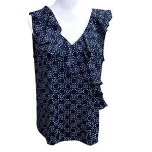 Loft Outlet Women's Sleeveless Top Blue White Red Medium